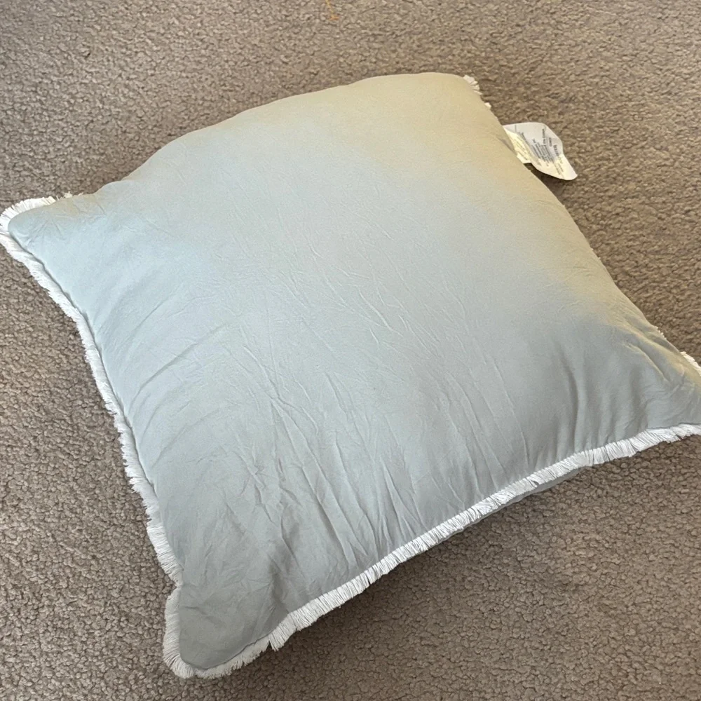 Light Green Throw Pillow with Fringe